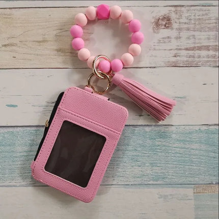 cute flower leopard leather women's keychain