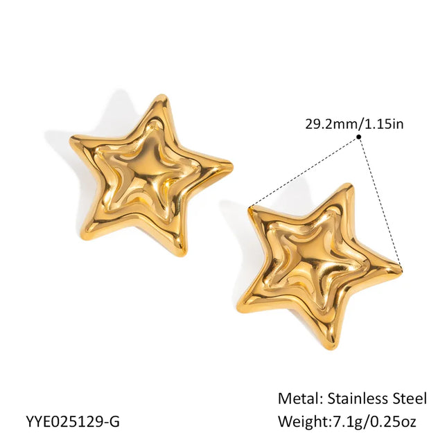 1 Pair Elegant Cute Star Polishing Plating 304 Stainless Steel 18K Gold Plated Butterfly Backs Ear Studs