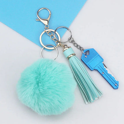 Simple Style Self-defense Solid Color Self-defense Pu Leather Self-defense Bag Pendant Self-defense Keychain