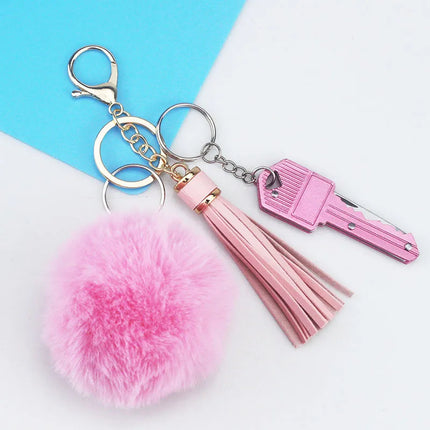 Simple Style Self-defense Solid Color Self-defense Pu Leather Self-defense Bag Pendant Self-defense Keychain