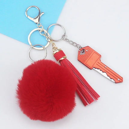 Simple Style Self-defense Solid Color Self-defense Pu Leather Self-defense Bag Pendant Self-defense Keychain
