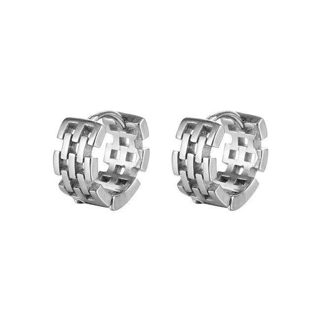 1 piece hip-hop geometric titanium steel plating men's earrings