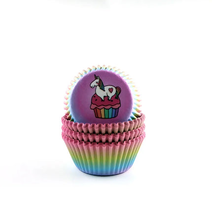 Simple Style Rainbow Heart Shape Solid Color Anti-oil paper Bakeware cake cups