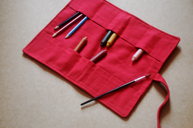 Handloom Cotton Artist Roll – Ruby Red Colour