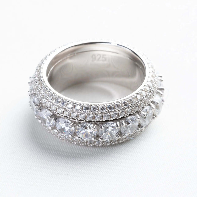 Iced Spinning Ring - Silver