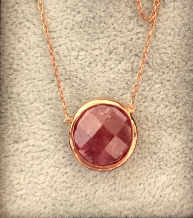 Round shape natural stone Necklaces