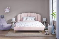 Flair Scallop Velvet Bed Frame Pink Double includes Mattress & Delivery
