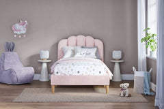 Flair Scallop Velvet Bed Frame Pink Single included Mattress and Delivery