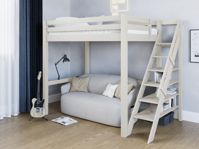 Studio Loft Bed Double White High Sleeper (FSC-Certified) Accessories included