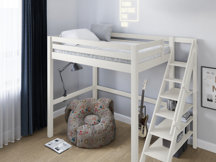 Studio Loft Bed Double White High Sleeper (FSC-Certified) Accessories included