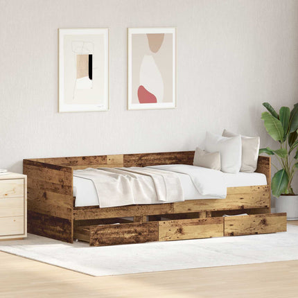 Modern Wooden Single Size 2-in-1 Daybed Sofa Bed With 3 Storage Drawers