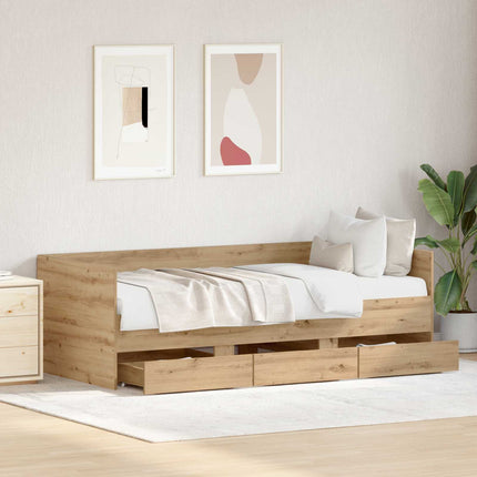 Modern Wooden Single Size 2-in-1 Daybed Sofa Bed With 3 Storage Drawers