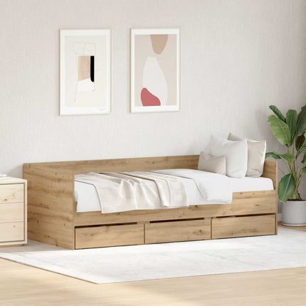 Modern Wooden Single Size 2-in-1 Daybed Sofa Bed With 3 Storage Drawers