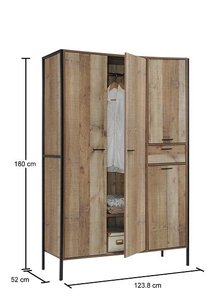 Stretton 4 Door Wardrobe - Rustic Oak