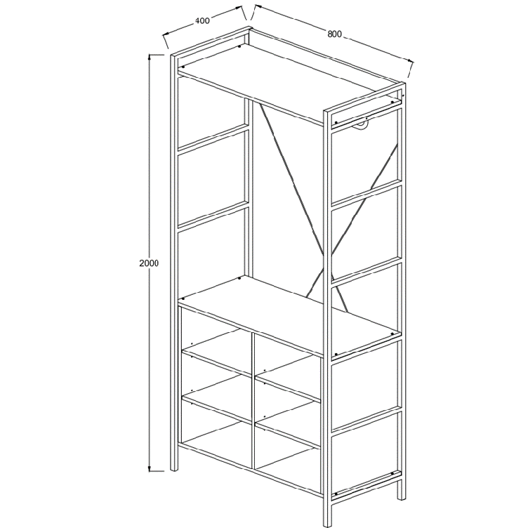 Claire 8 Shelf Open Wardrobe(Price to be confirmed)