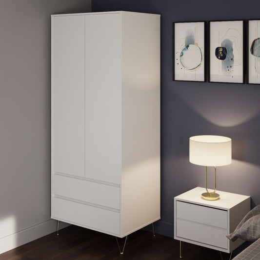 Monaco 2 Door 2 Drawer Wardrobe in White