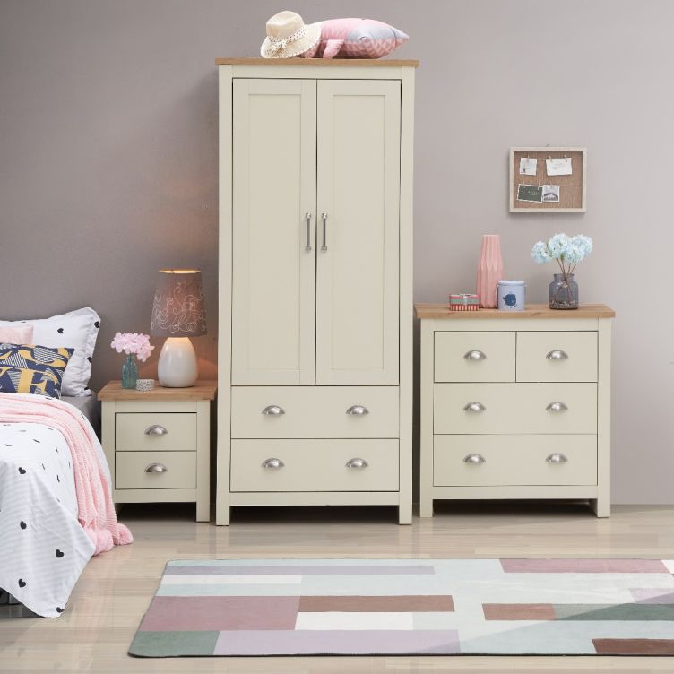 Lisbon 3 Piece Set (2 Door Wardrobe, 2+2 Chest, 2 Drw Bedside)