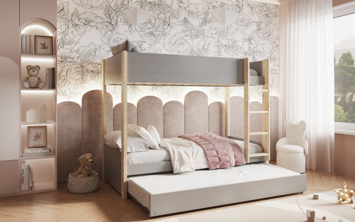 Tipo Bunk Bed With Trundle Grey