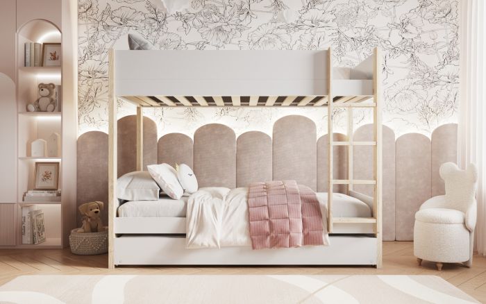Tipo Bunk Bed With Trundle White