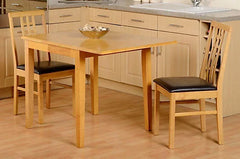 Vienna Drop Leaf Dining Set in Medium Oak and Brown Faux Leather