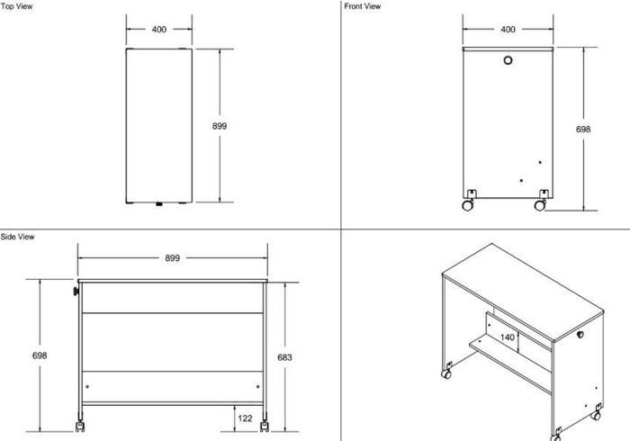 Flair Wizard White Pull Out Desk