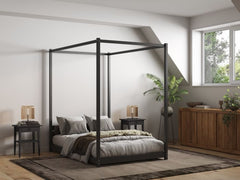 Flair Zara Four Poster Bed Frame-Black -Double Comes complete with mattress and FREE Delivery