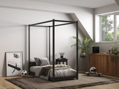 Flair Zara Four Poster Bed Frame-Black -Single Comes complete with mattress and a FREE Delivery